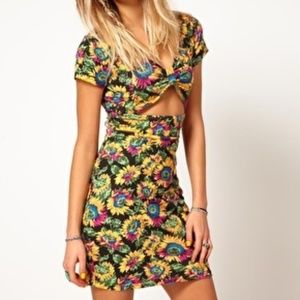 Betty Cutout Sunflower Floral Dress